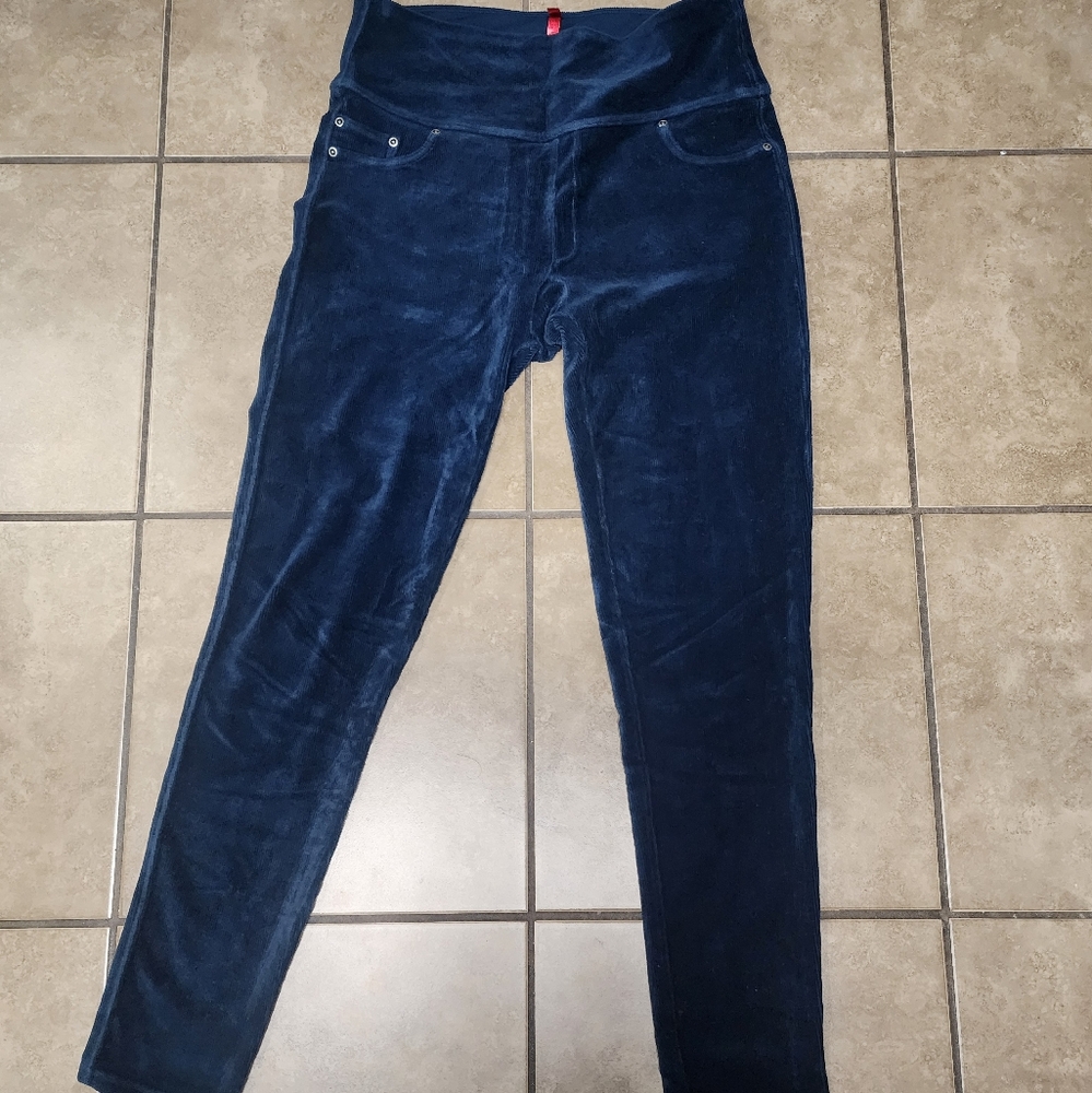 SPANX Ready To Wow Leggings Dark Blue Corduroy Size XL
